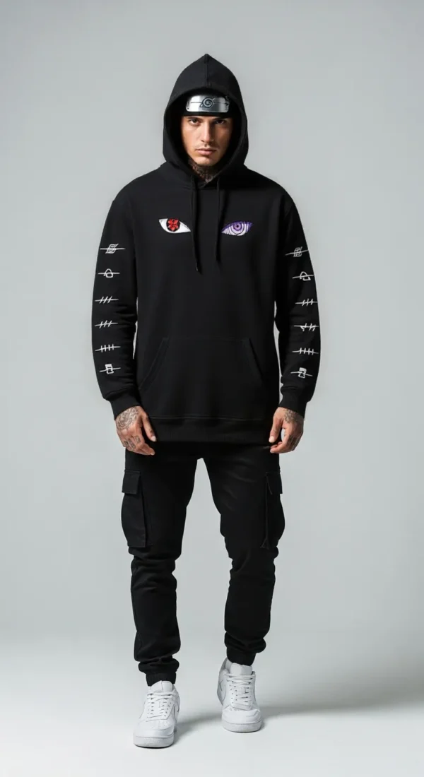 Shadow Eyes Hoodie – Rinnegan x Sharingan Edition (Black)