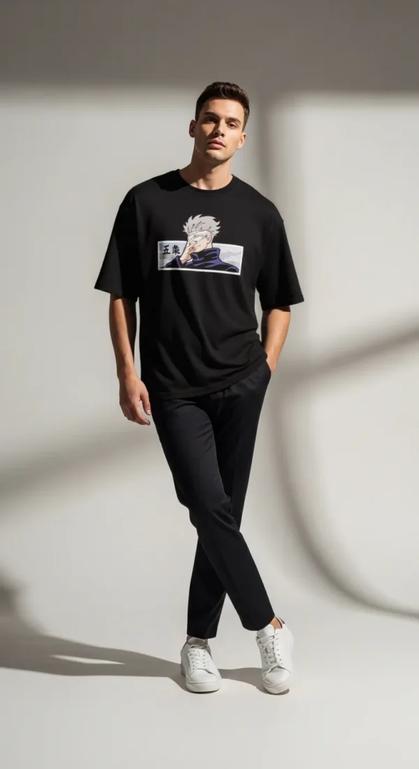 Gojo Premium Embroidered Oversized T-Shirt  – Black Edition Streetwear