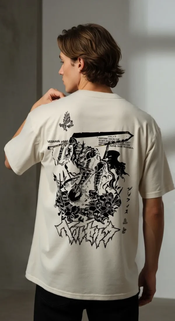 Berserk Oversized Graphic T-Shirt – Vintage Beige Edition