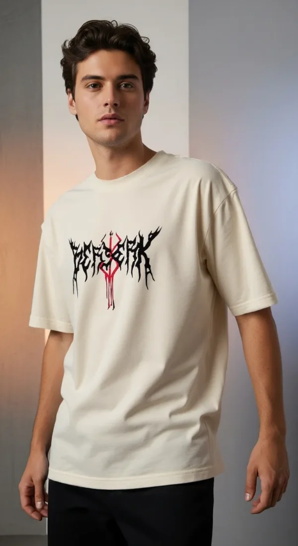 Berserk Oversized Graphic T-Shirt – Vintage Beige Edition - Image 2