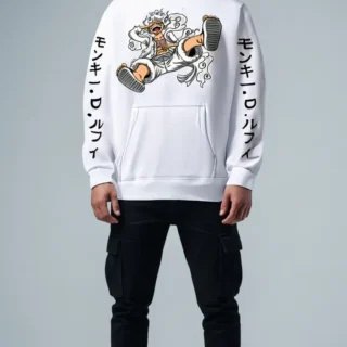 Gear 5 Monkey D. Luffy Anime Hoodie – White Edition For Men & Women