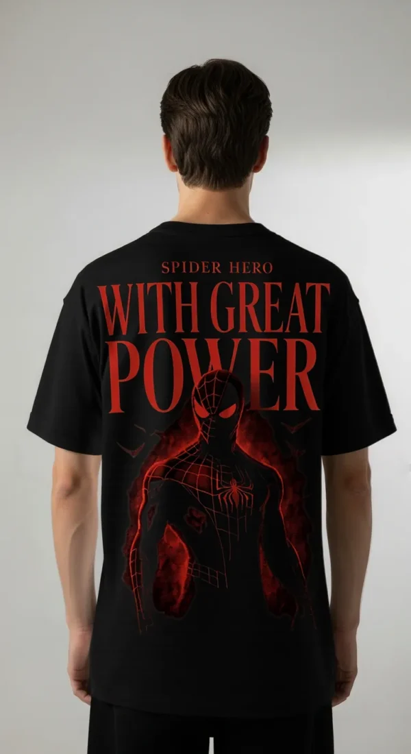 Spider Man “With Great Power” Oversized T-Shirt – Dark Red Limited Streetwear Edition
