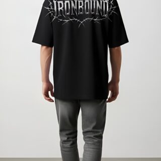 IRONBOUND Oversized Black T-Shirt – Textured Gothic Streetwear Tee