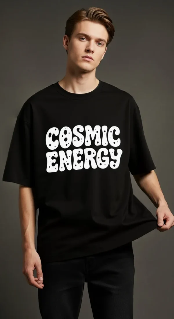 COSMIC ENERGY Oversized Drop-Shoulder T-Shirt – Retro Streetwear Vibe