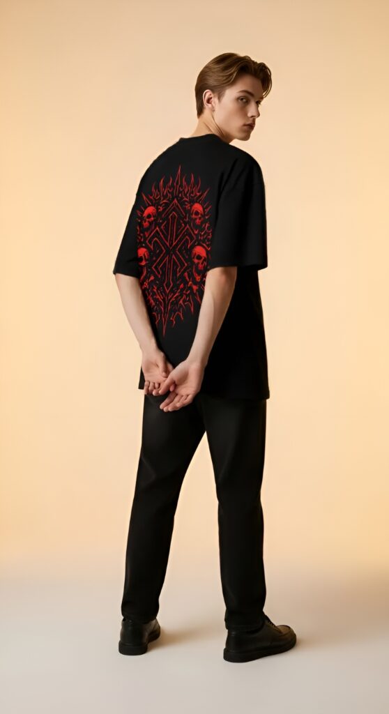 Red Inferno Skull Oversized T-Shirt – Limited Edition Streetwear Drop