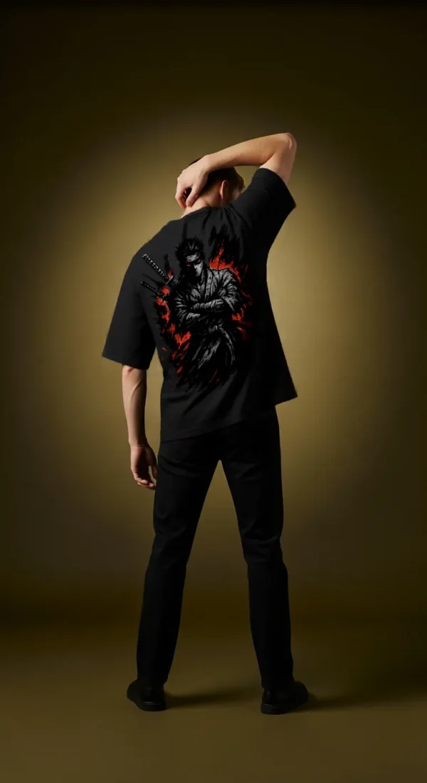 Samurai Shadow Oversized Tee – Premium Streetwear in Black
